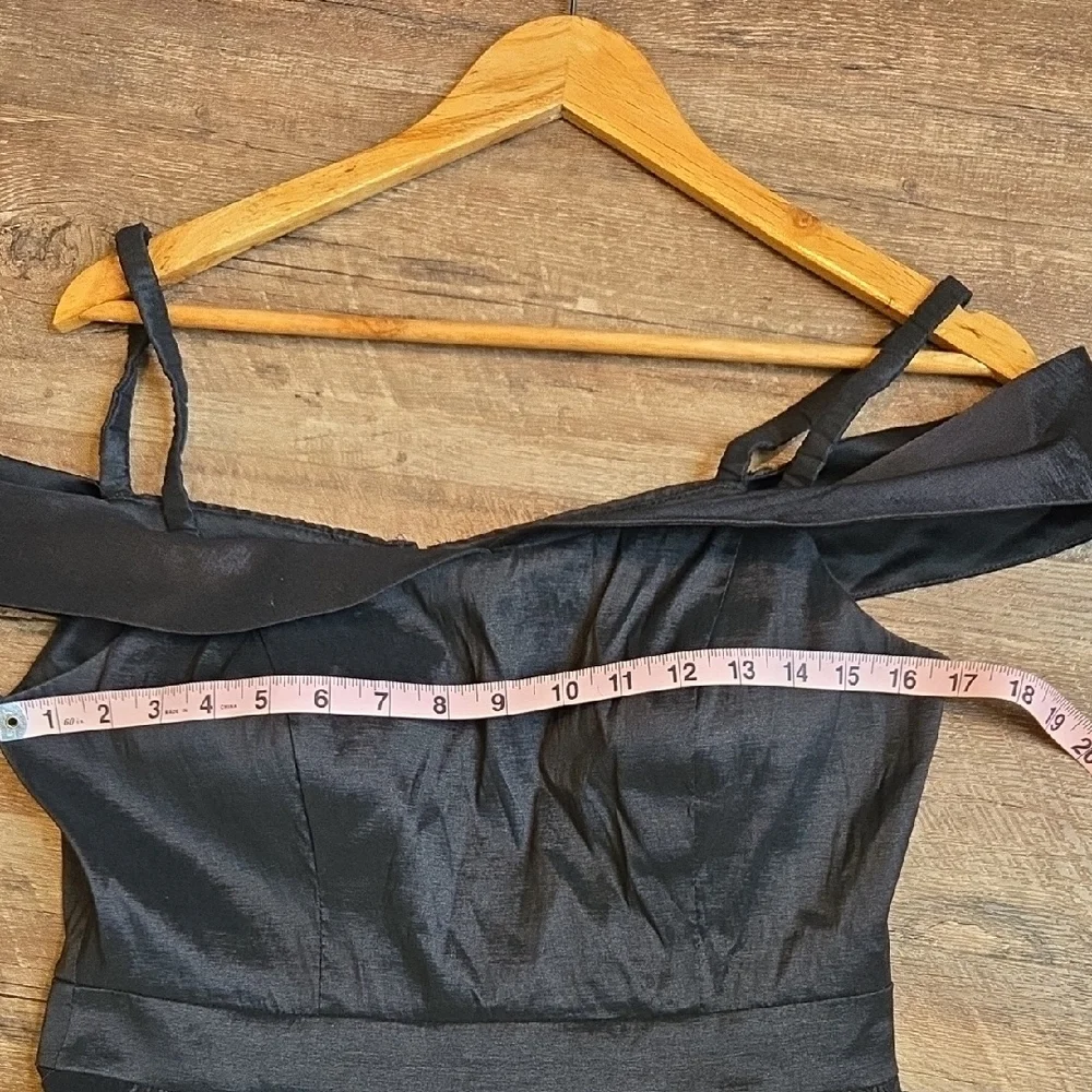 B. Smart  Cocktail Dress Size 11/12 Black High-Low with Cold Shoulder - Picture 8 of 14